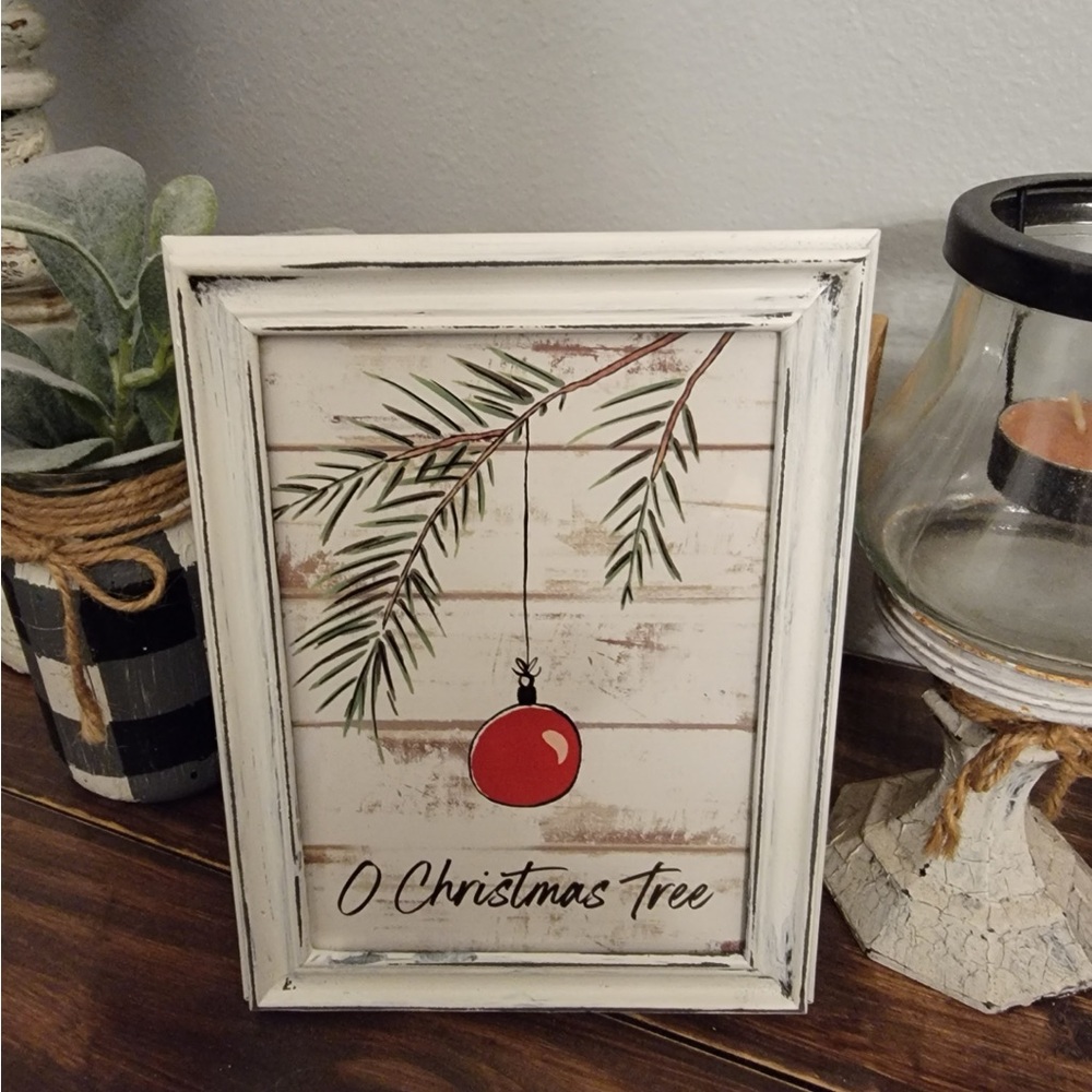 Farmhouse O Christmas Tree picture 5x7 w/frame